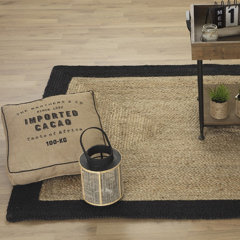  Tapis Jute Naturel Bord Noir 120x170 Atmosphera