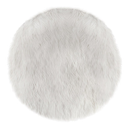  Tapis Rond 90 Cm Fausse Fourrure Blanche Atmosphera