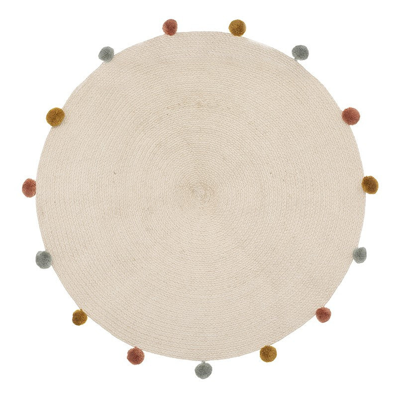  Tapis Rond D90 à Pompons Arlequin Atmosphera