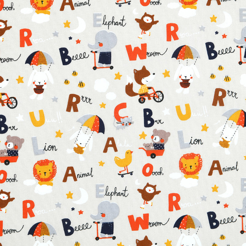  Tissu Cretonne Alphabet 160cm 140g Multicolore