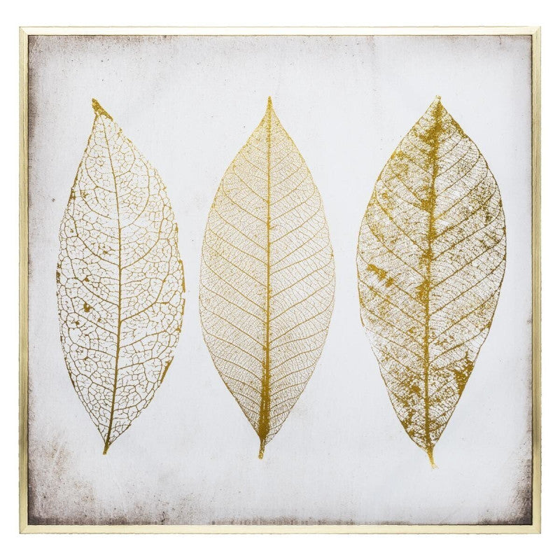  Toile Imprimée Feuilles Dorées Encadrée Atmosphera