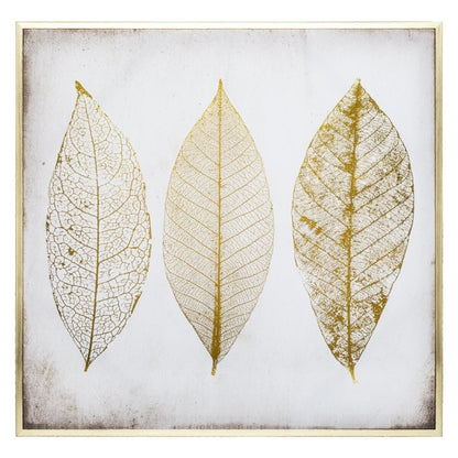  Toile Imprimée Feuilles Dorées Encadrée Atmosphera